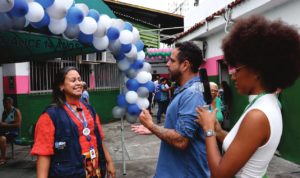Recepção de convidados no pátio do CAMP Mangueira